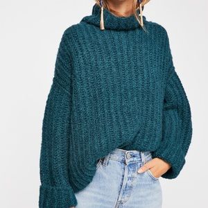 Free People Fluffy Fox Turtleneck Chunky Sweater